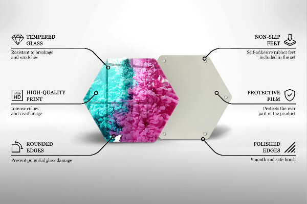 Glass kitchen board Turkos-pink smoke