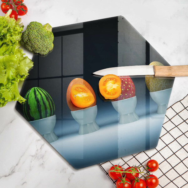 Chopping board glass Abstraction egg fruits