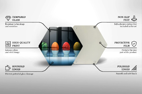 Chopping board glass Abstraction egg fruits