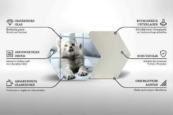 Chopping board glass Little cute kitty