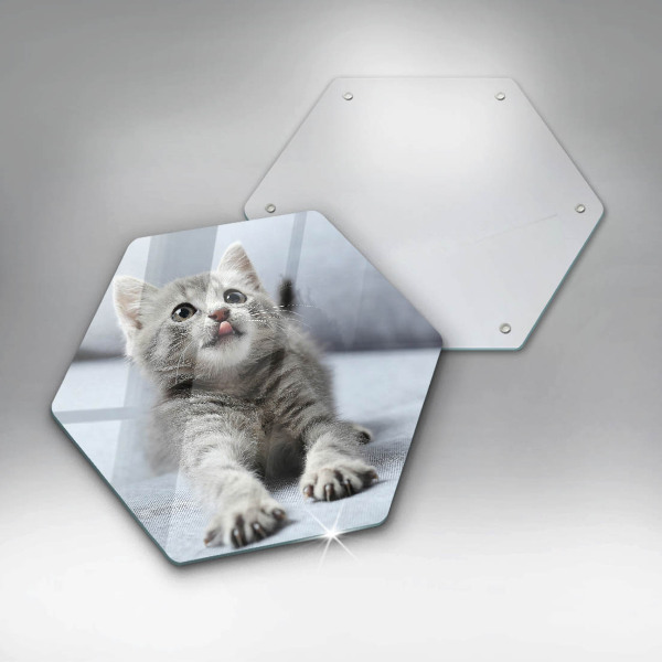 Chopping board glass Little cute kitty