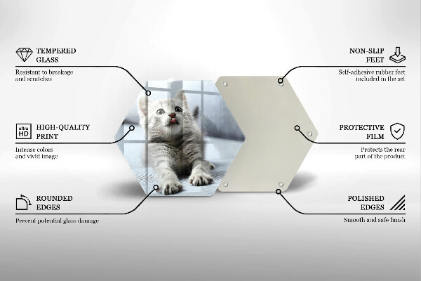 Chopping board glass Little cute kitty