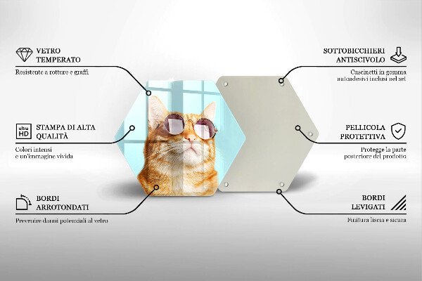 Glass worktop saver Rudy Cat with glasses