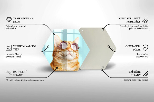 Glass worktop saver Rudy Cat with glasses