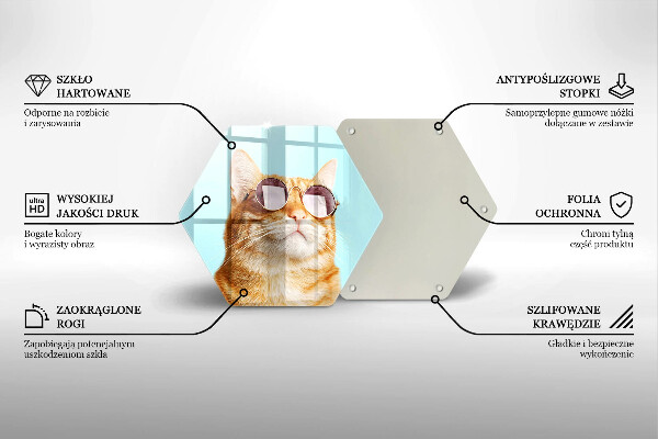 Glass worktop saver Rudy Cat with glasses