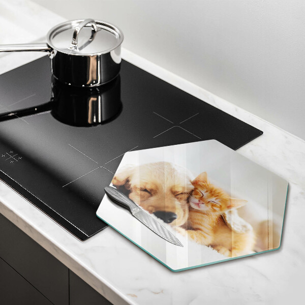 Chopping board Animals dog and cat