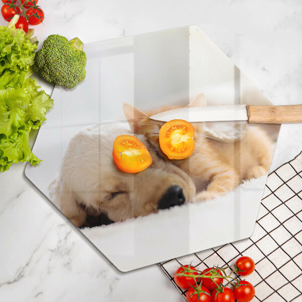 Chopping board Animals dog and cat