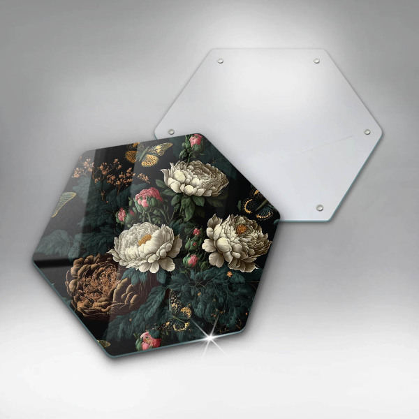 Glass worktop protector Vintage peony flowers