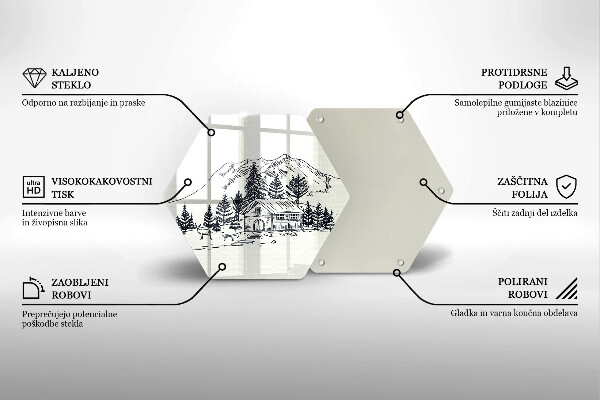 Chopping board Drawing a house in the mountains