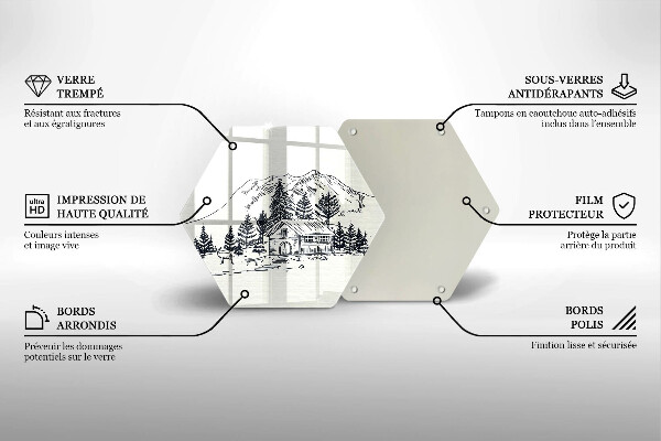 Chopping board Drawing a house in the mountains