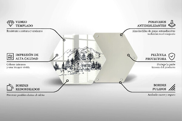 Chopping board Drawing a house in the mountains