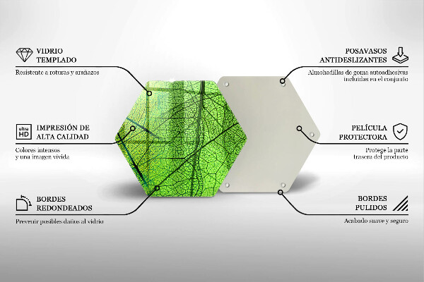 Chopping board glass Natura leaves