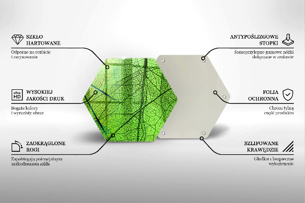 Chopping board glass Natura leaves