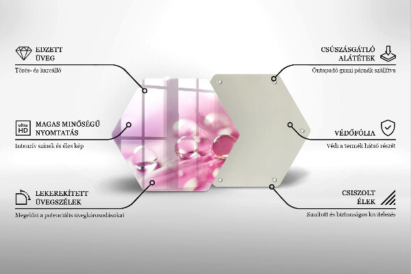 Chopping board glass Rosa flower petals