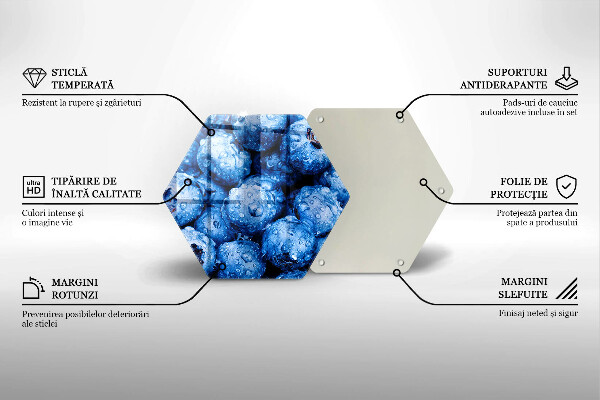 Chopping board glass Juicy blueberries