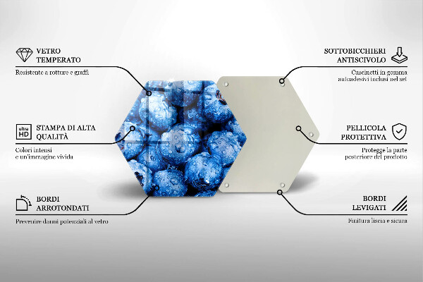 Chopping board glass Juicy blueberries