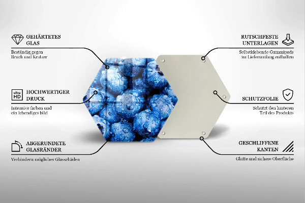 Chopping board glass Juicy blueberries