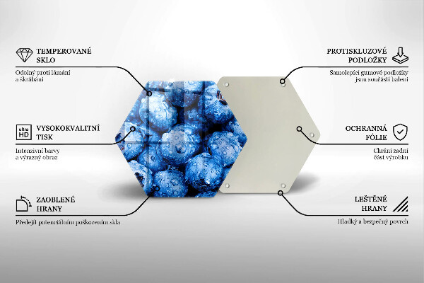 Chopping board glass Juicy blueberries