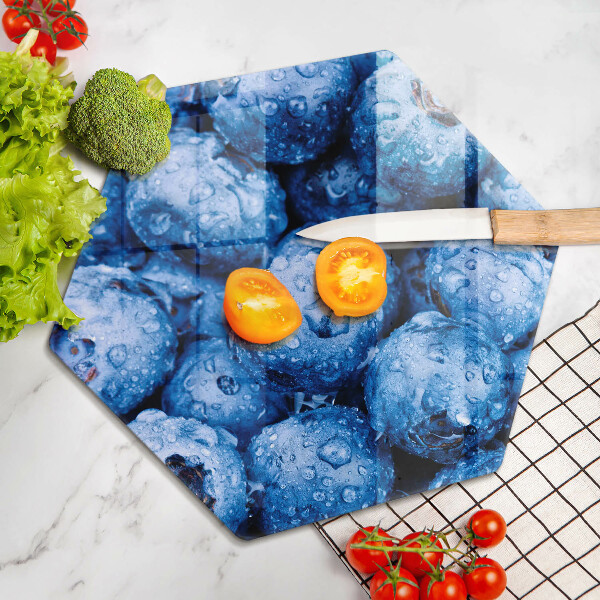 Chopping board glass Juicy blueberries