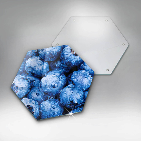Chopping board glass Juicy blueberries