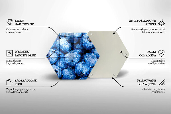 Chopping board glass Juicy blueberries