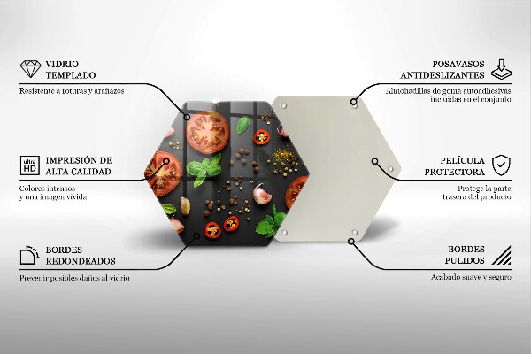 Glass chopping board Tomatoes and spices