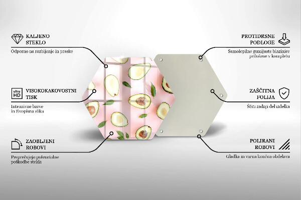 Glass chopping board Avocado pattern