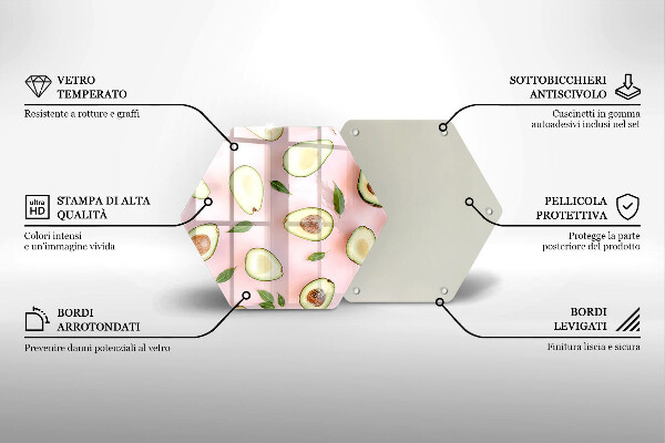 Glass chopping board Avocado pattern