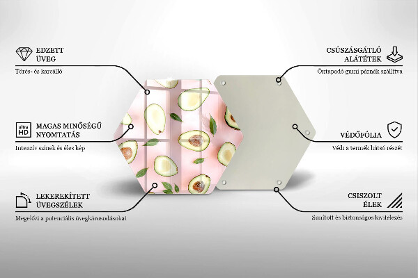 Glass chopping board Avocado pattern