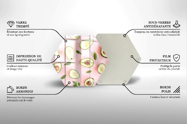 Glass chopping board Avocado pattern