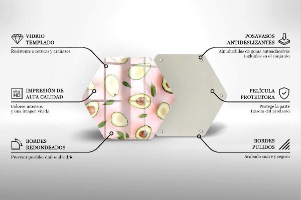 Glass chopping board Avocado pattern