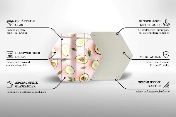 Glass chopping board Avocado pattern