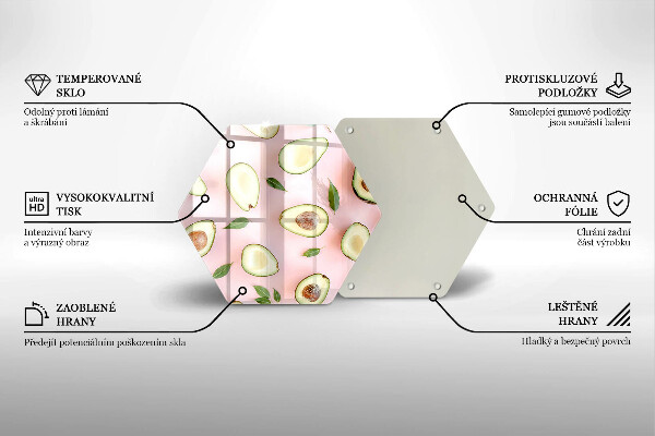 Glass chopping board Avocado pattern