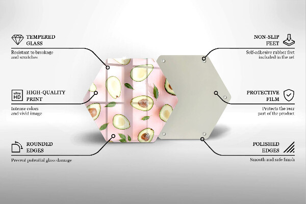 Glass chopping board Avocado pattern