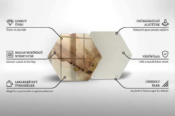 Glass worktop saver Abstraction gold