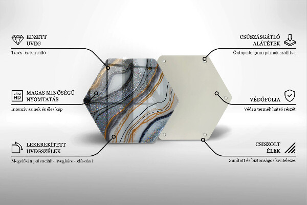 Glass worktop saver Rock with gold