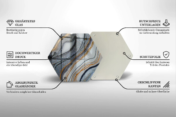 Glass worktop saver Rock with gold