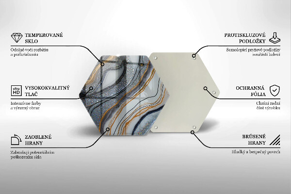 Glass worktop saver Rock with gold