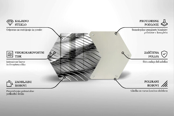 Chopping board glass 3D metal structure