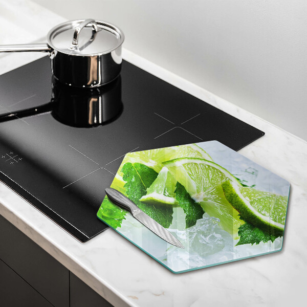 Glass chopping board Lime mint and ice