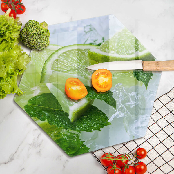 Glass chopping board Lime mint and ice