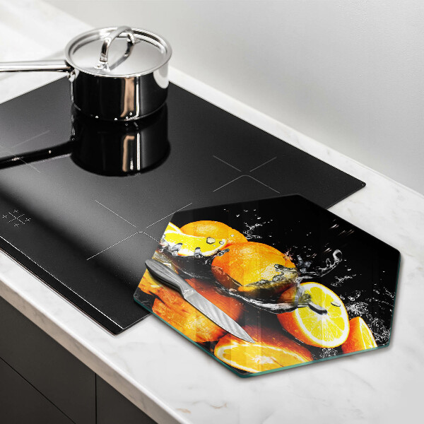 Glass worktop saver Juicy fruit oranges