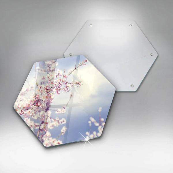 Glass worktop saver A blooming tree