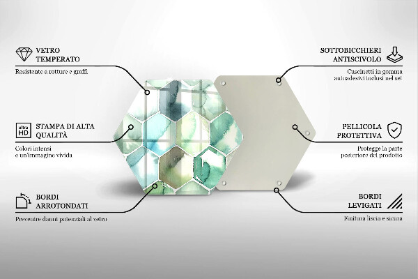 Chopping board Watercolor hexagons