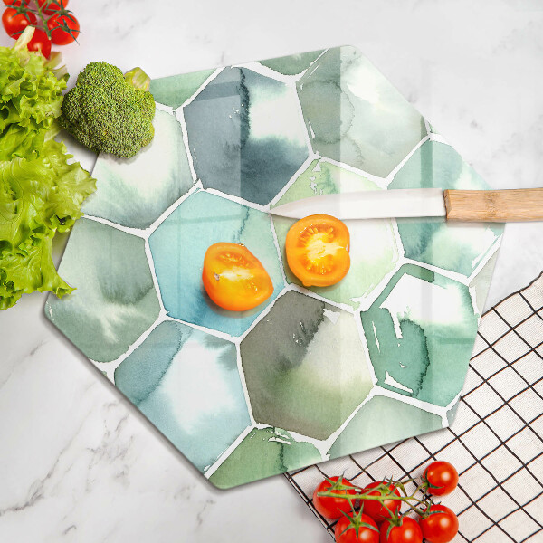 Chopping board Watercolor hexagons