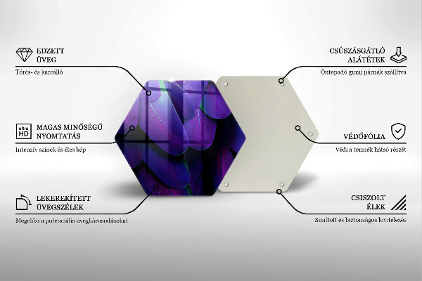 Glass worktop protector Neon feathers