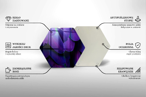 Glass worktop protector Neon feathers