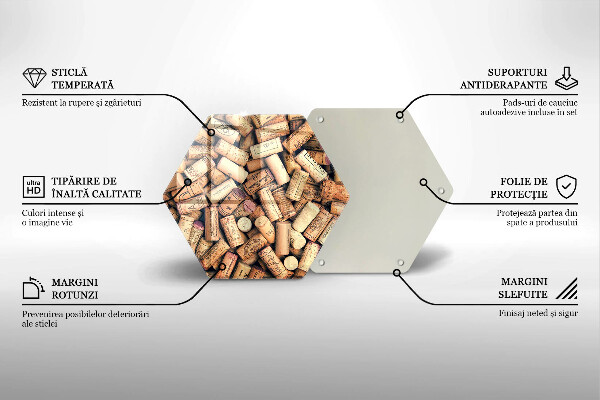 Chopping board glass Wine corks pattern