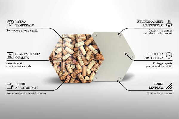 Chopping board glass Wine corks pattern