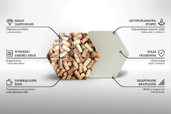 Chopping board glass Wine corks pattern